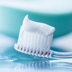 Close-up of a toothbrush with toothpaste